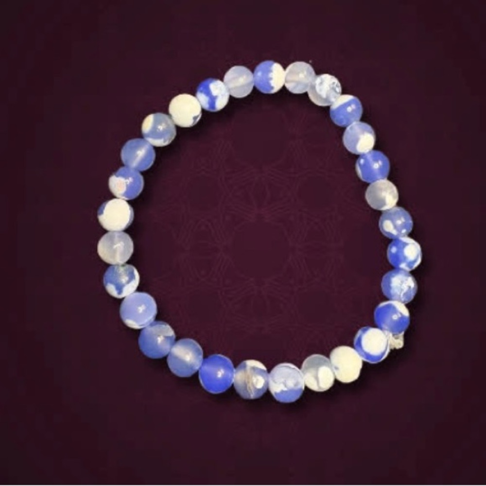 Blue and White Beaded Bracelet